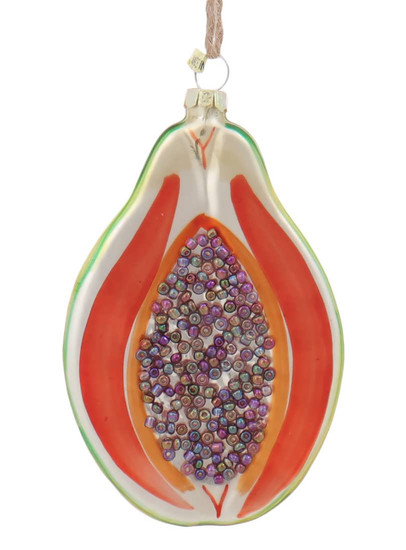 Tropical Fruit Papaya Glass Ornament