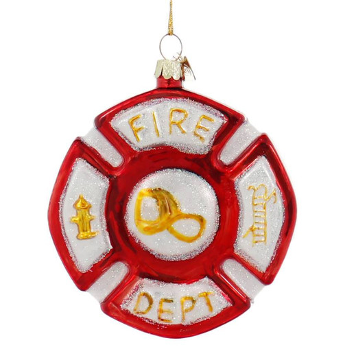 Fire Department Shield Glass Ornament