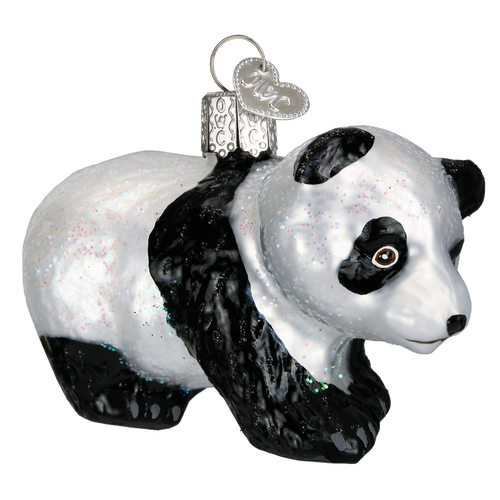 Panda Cub Glass Ornament