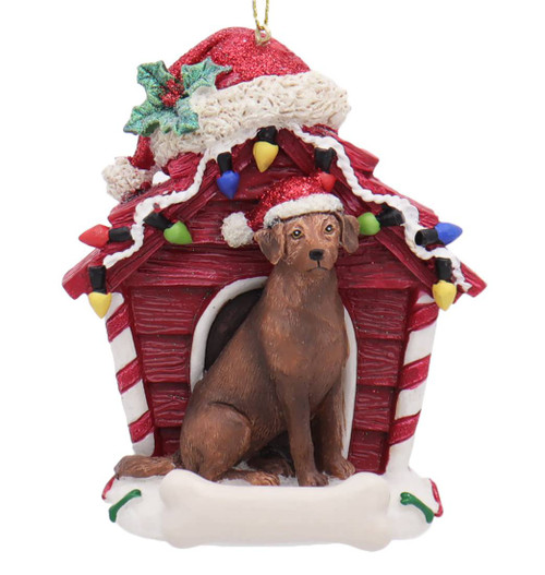 Doghouse with Chocolate Lab Ornament