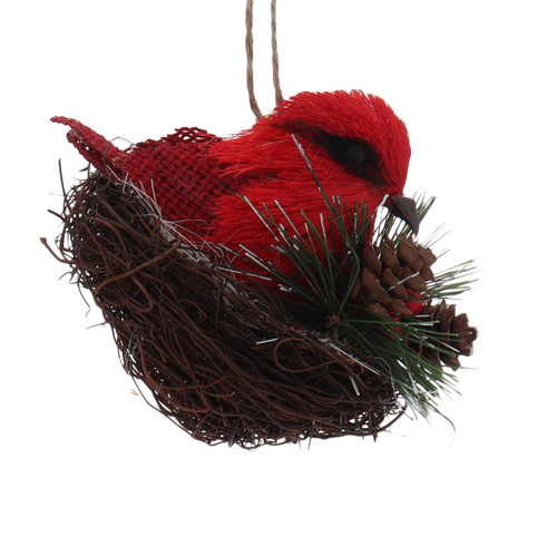 Cardinal Sitting in A Nest - Ornament