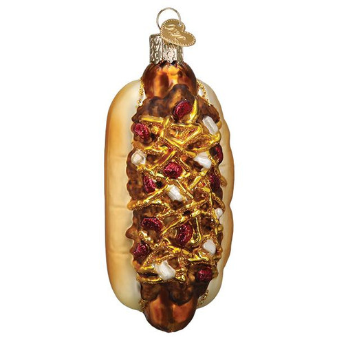 Chili Cheese Dog Glass Ornament 4