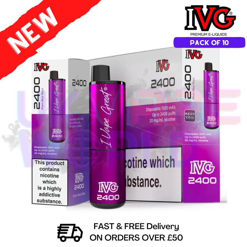 IVG 2400puff Box of 10 Prefilled Pod Vapes