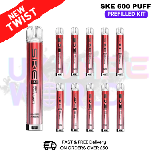 Shop Juicy Pomegranate - Crystal Bar Puffs 600 SKE Box Of 10 - UK Vape World