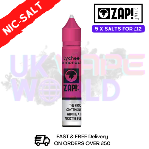 Lychee Lemonade ZAP! Nic Salt E-Juice Nicotine 10ml - UK Vape World
