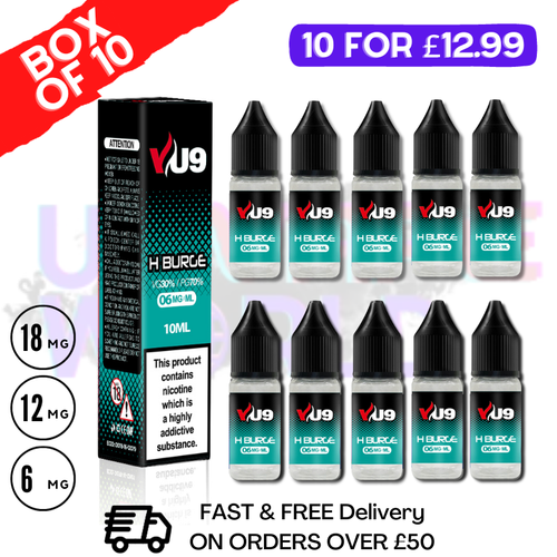 H Burge VU9 E-Liquid Juice 10ml Nic Eliquid - 10 x 10ML BUNDLE - UK Vape World