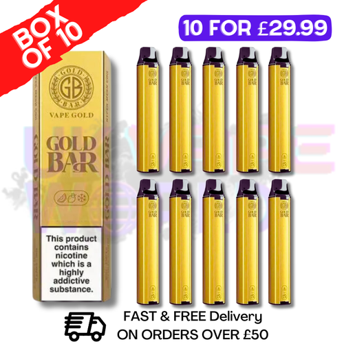 Buy Raspberry Watermelon - Gold Bar 600Puff Box of 10 - UK Vape World