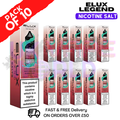 Strawberry Watermelon Bubblegum Elux Legend Nic Salt BOX OF 10