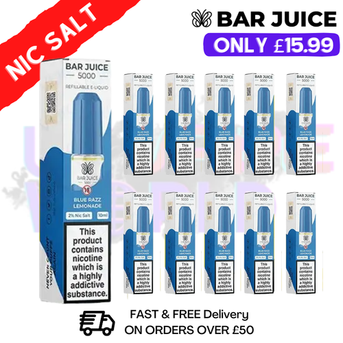 Blue Razz Lemonade Bar Juice 5000 Nic Salt BOX OF 10 - £15.99
