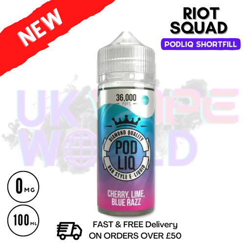 Shop Cherry Lime Bluerazz Riot Squad Pod Liq Shortfill Juice 80ML Eliquid - UK Vape World