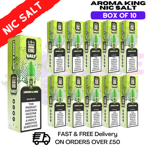 Shop Lemon Lime Aroma King Pack / Box Of 10 Nic Salts - UK Vape World