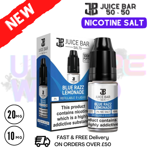 Shop Blue Razz Lemonade Juice Bar Nic Salt 10ML eLiquid Only £1.99 - UK Vape World
