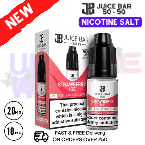 Shop Strawberry Ice Juice Bar Nic Salt 10ML eLiquid Only £1.99 - UK Vape World