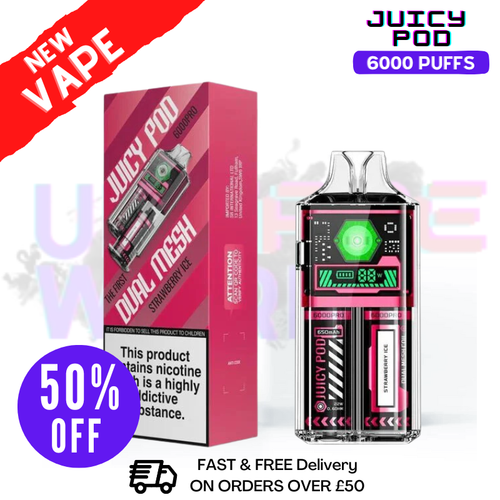 Shop Juicy Pod 6000 Pro Strawberry Ice Bar - £6.99 - UK Vape World