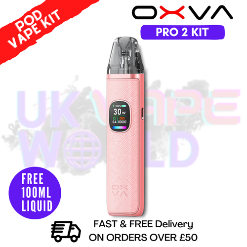 Shop Coral Pink Oxva Xlim Pro 2 Pod Kit + Free 100ML Liquid - UK Vape World