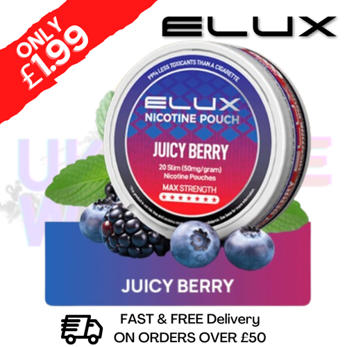 Shop Juicy Berry Elux Legend Nicotine Pouches - ONLY £1.99 - UK Vape World