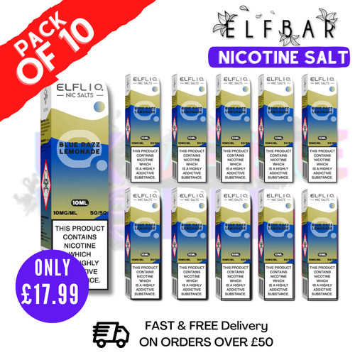 Shop Blue Razz Lemonade ElfLiq Nic Salt BOX OF 10 - ONLY £17.99 - UK Vape World