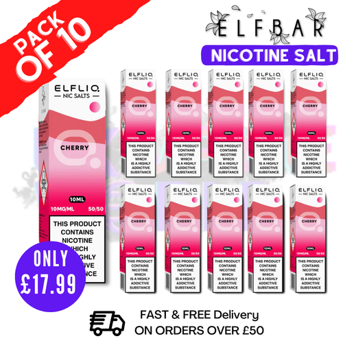 Shop Cherry ICE ElfLiq Nic Salt BOX OF 10 - ONLY £17.99 - UK Vape World