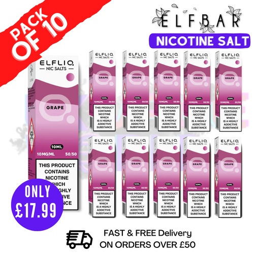 Shop Grape ElfLiq Nic Salt BOX OF 10 - ONLY £17.99 - UK Vape World