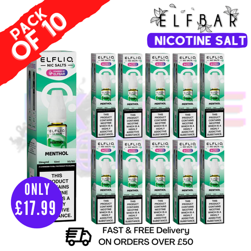 Shop Menthol ElfLiq Nic Salt BOX OF 10 - ONLY £17.99 - UK Vape World