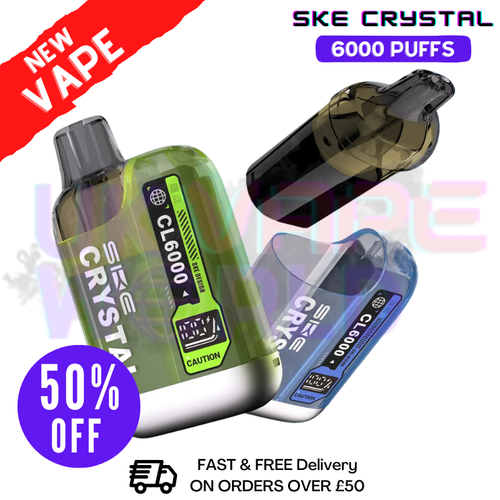Shop SKE Crystal 6000 Puff CL6000 Replaceable Vape Kit - ONLY £9.99 - UK Vape World