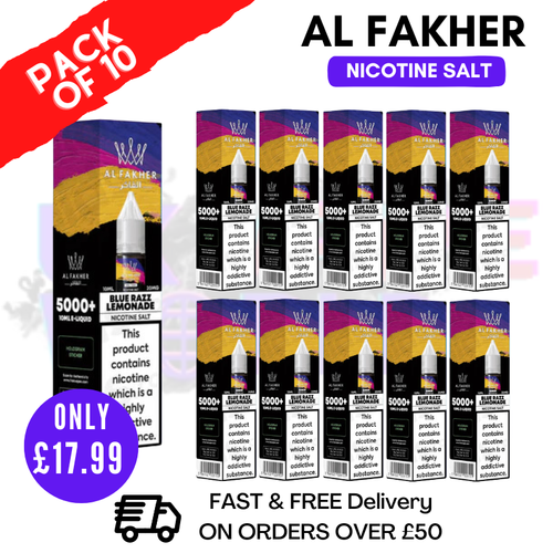 Shop Blue Razz Lemonade Al Fakher 5000+ Nic Salt BOX OF 10 - UK Vape World