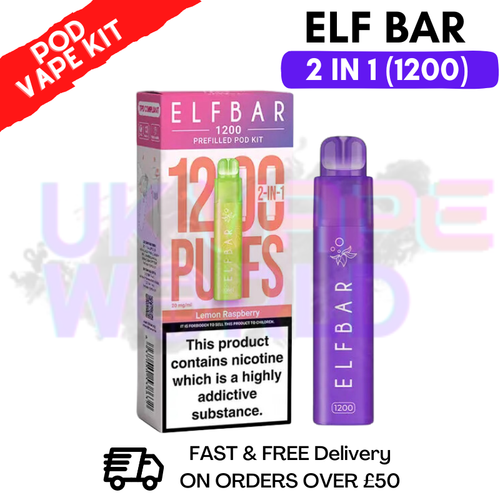 Shop Lemon Raspberry Elf Bar 1200 Puffs Prefilled Pod Kit - UK Vape World