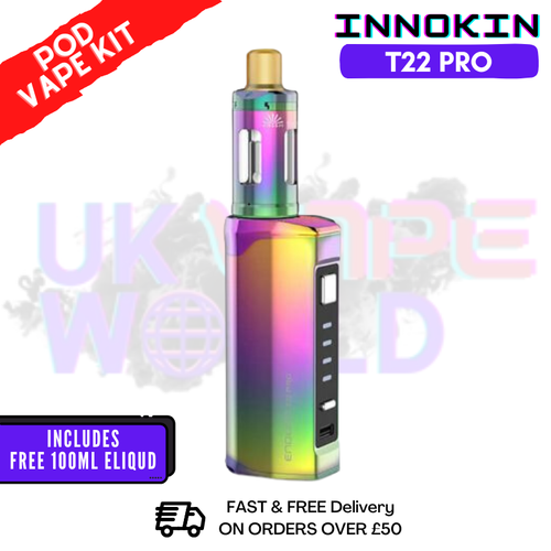 Shop Rainbow Innokin Endura T22 Pro Kit + FREE 100ML E Liquid - UK Vape World