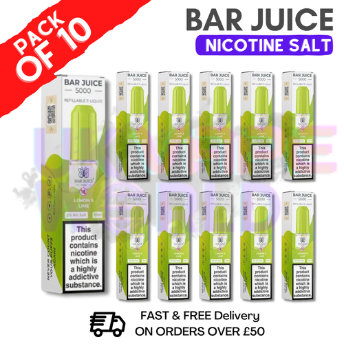 Shop Lemon Lime Bar Juice 5000 Nic Salt | Box of 10 | ONLY £15.99 - UK Vape World