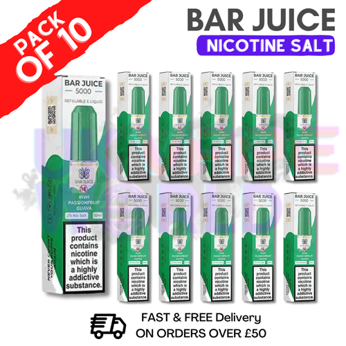 Shop Kiwi Passionfruit Guava Bar Juice 5000 Nic Salt | Box of 10  - UK Vape World