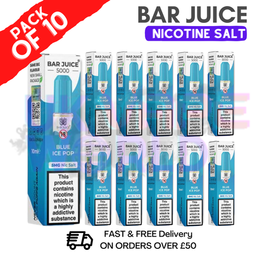 Buy Online Blue Ice PoP Bar Juice 5000 Nic Salt | Box of 10 | ONLY £15.99 - UK Vape World
