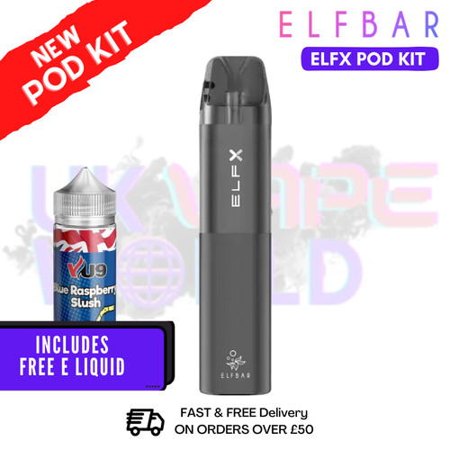 Shop Black Elf Bar ELFX Refillable Pod Vape Kit + Free Liquid