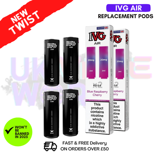 Shop IVG AIR Pods Blue Raspberry Cherry Pack Of 4 - UK Vape World