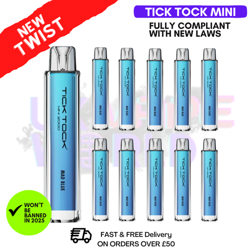 Shop Mad Blue Tick Tock Mini 2000 Box Of 10 - UK Vape World