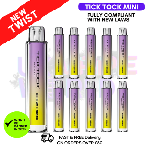 Shop Blueberry Lemonade Tick Tock Mini 2000 Box Of 10 - UK Vape World
