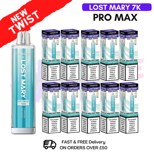 Shop Turkish Delight Lost Mary Pro Max 7K Box Of 10 - UK Vape World