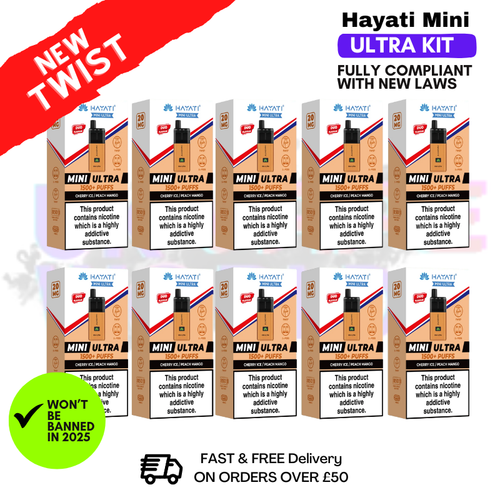 Shop Cherry Ice Hayati Mini Ultra 1500 Box Of 10 - UK Vape World