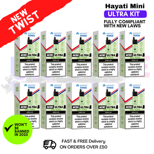 Shop Lemon Lime Hayati Mini Ultra 1500 Box Of 10 - UK Vape World