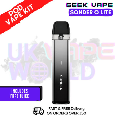 Metallic Black GeekVape Sonder Q lite Pod Kit + Free 2x Salt