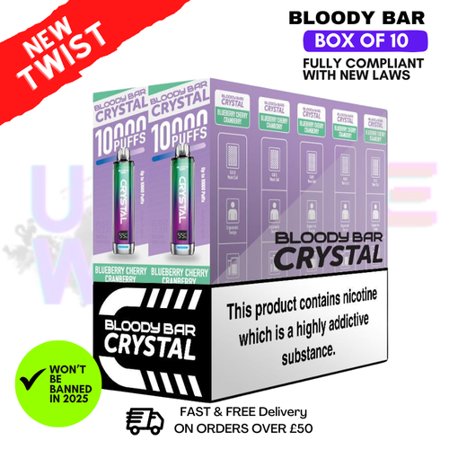 Shop Blueberry Cherry Cranberry Bloody Bar Crystal 10K Puff Box Of 10