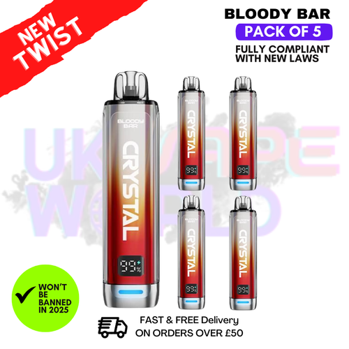 Fizzy Cherry Bloody Bar Crystal 10K Puff Pack Of 5