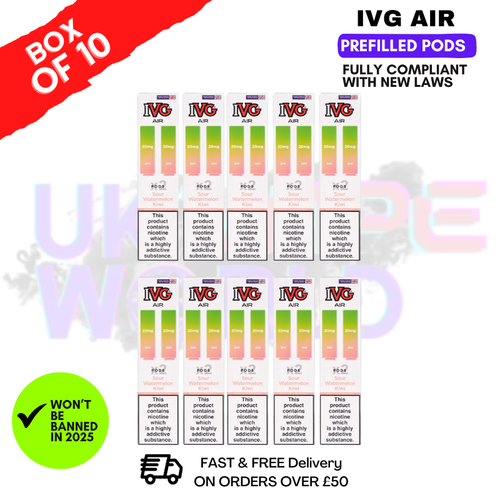 Shop Sour Watermelon Kiwi IVG AIR Prefilled Pod Box Of 10 - UK Vape World