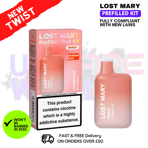 Shop Cherry ICE Lost Mary BM600 Prefilled Pod Kit - UK Vape World