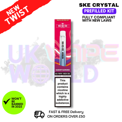 Blueberry Raspberry SKE CRYSTAL Bar Pro 600 Puff Prefilled Pod Kit
