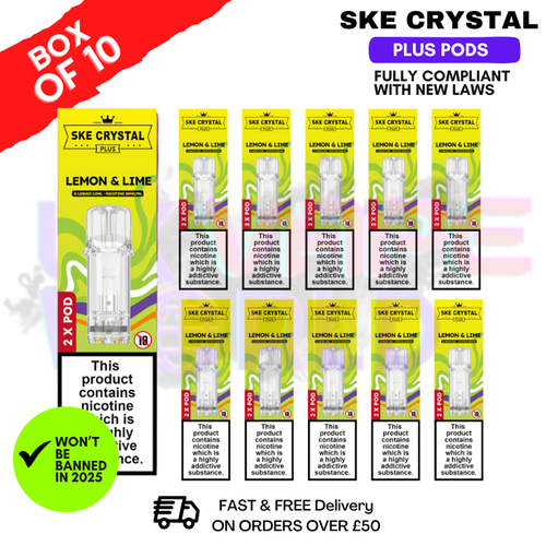 Shop Lemon Lime SKE Crystal Plus Prefilled Pod Box Of 10 - UK Vape World