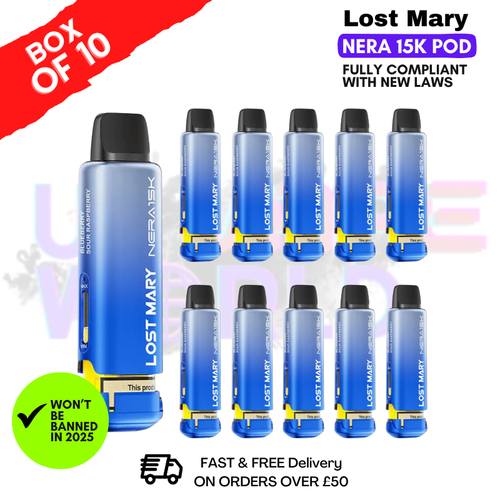 Blue Sour Raspberry Lost Mary Nera15K REFIL Box OF 10