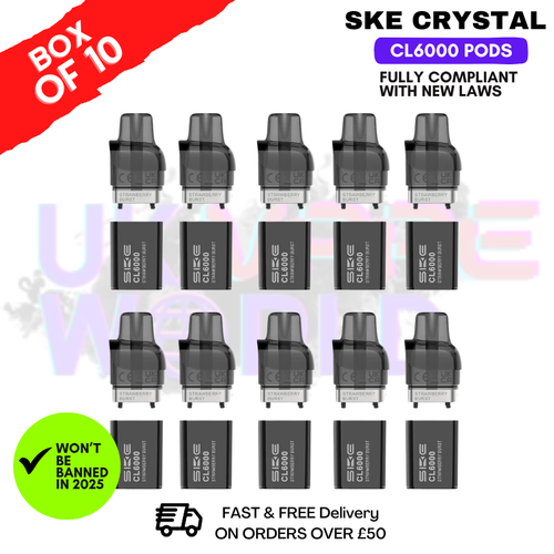 Shop Strawberry Burst SKE Crystal CL6000 Prefilled Pod Box Of 10 - UK Vape World