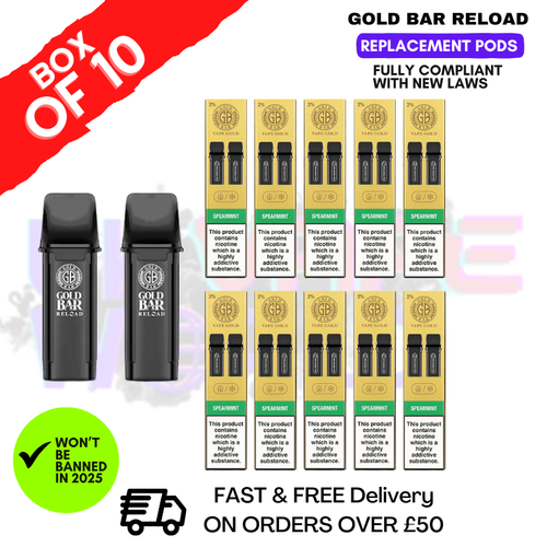 Shop Spearmint Gold Bar Reload Prefilled Pods Box of 10 - UK Vape World