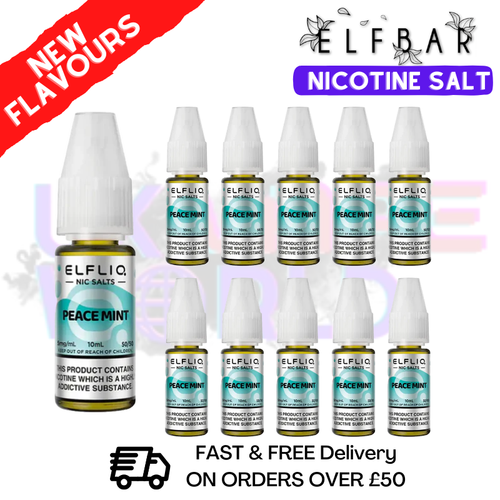 Shop Peace Mint ElfLiq Nic Salt BOX OF 10 - ONLY £14.99 - UK Vape World