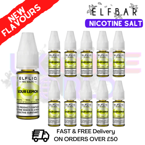 Shop Sour Lemon ElfLiq Nic Salt BOX OF 10 - ONLY £14.99 - UK Vape World